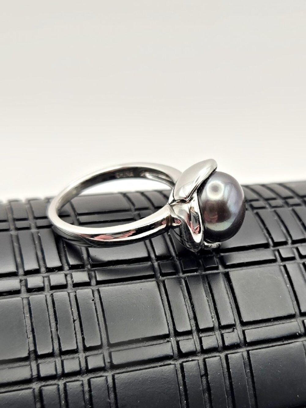 Honora Black Pearl Ring Sterling Silver Size 7.75 10mm Statement Ring